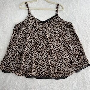 Torrid Leopard Print Blouse Size 1 (1X 14/16) Sheer Layered Hem Top
